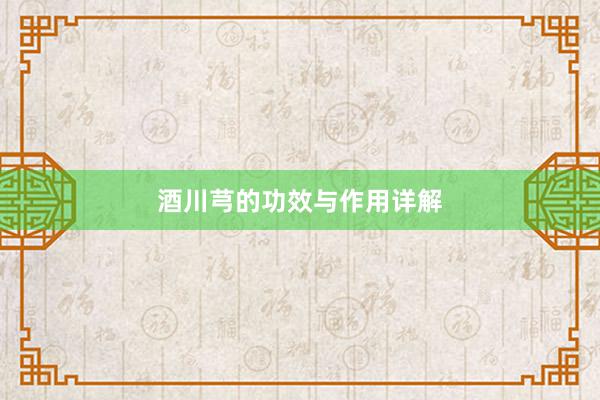 酒川芎的功效与作用详解